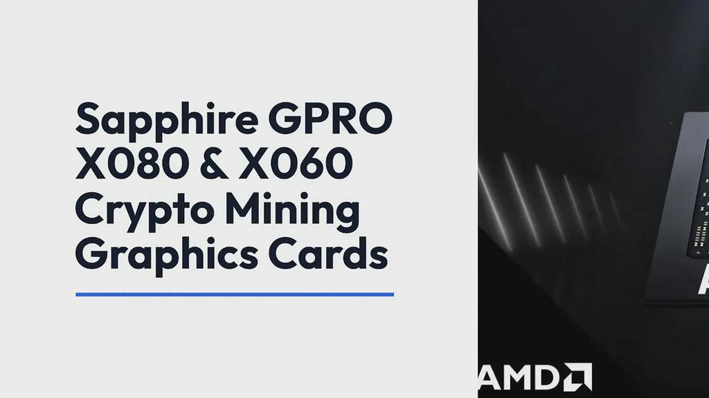 'Video thumbnail for Sapphire GPRO X080 X060 Crypto Mining Graphics Card'